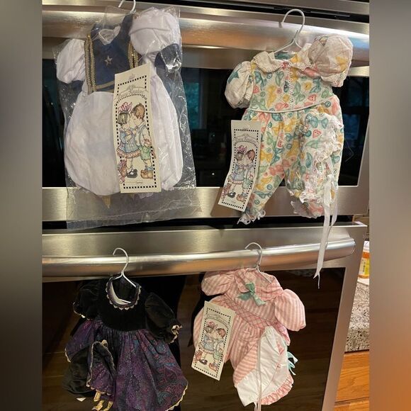 4 Daisy Kingdom Doll Dresses With Bonnets NWT - Picture 1 of 15